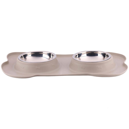 Pet food bowl with mat and steel bowl 45x27x4.2cm